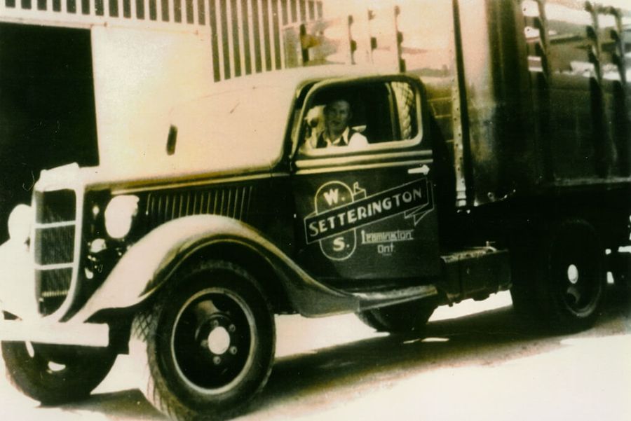 William Setterington's truck in black and white